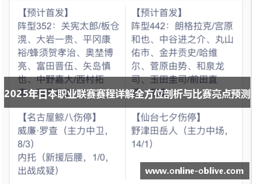 2025年日本职业联赛赛程详解全方位剖析与比赛亮点预测